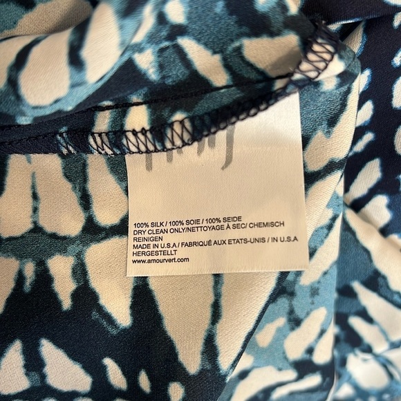 Amour Vert Navy & White Silk Maxi Dress Size S - Picture 9 of 9